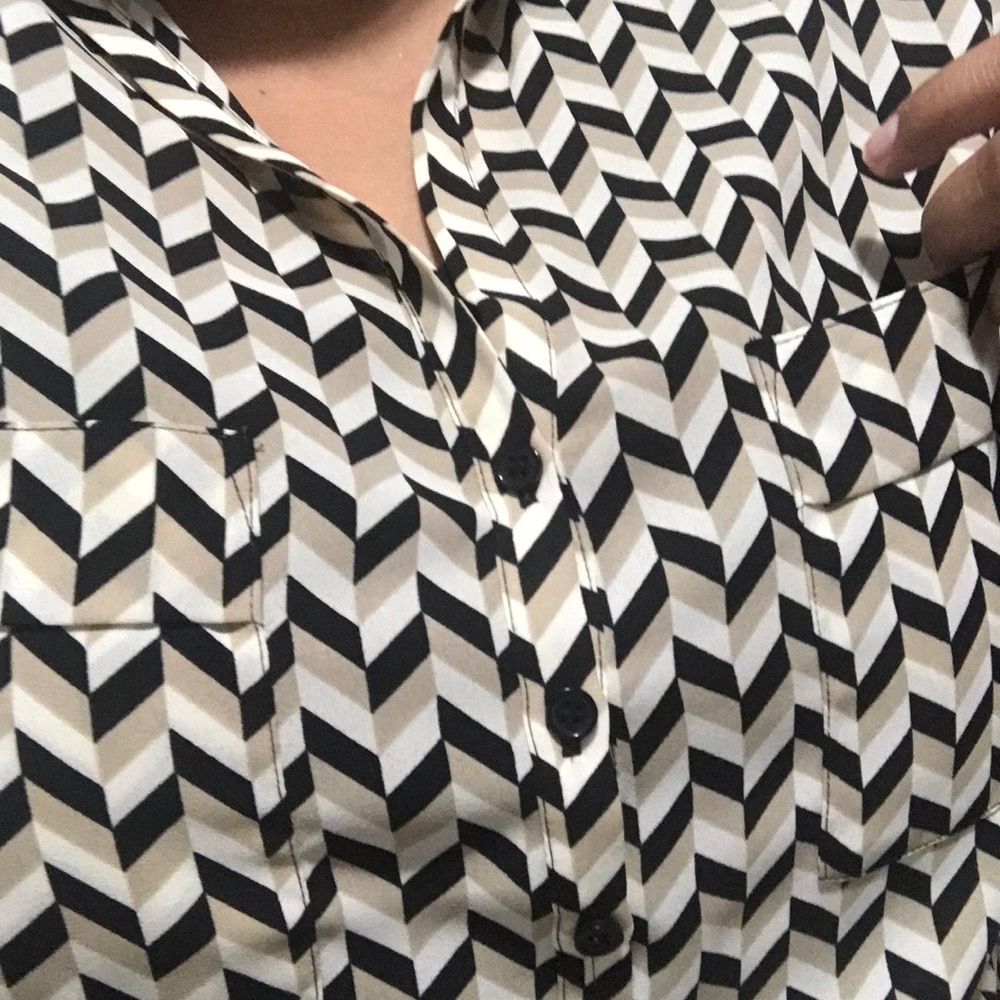 Tan/White/Black Pattern Shirt